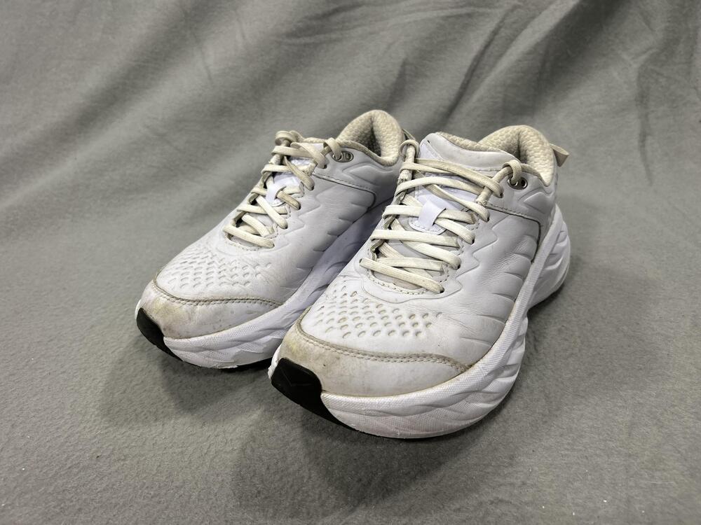 Hoka One One Bondi SR Shoes Womens Size 8 White Leather Slip Resistant Work